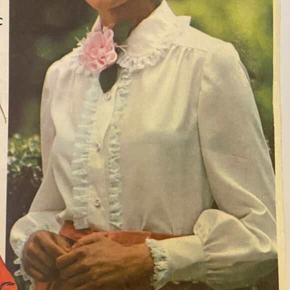 Butterick 4490 Pattern Top Miss 16 Vintage Ruffle Peter Pan Collar Loose - Picture 1 of 7